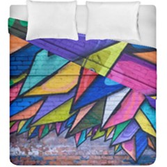 Urban Colorful Graffiti Brick Wall Industrial Scale Abstract Pattern Duvet Cover Double Side (king Size) by genx