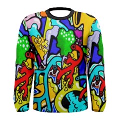 Graffiti Abstract With Colorful Tubes And Biology Artery Theme Men s Long Sleeve Tee by genx