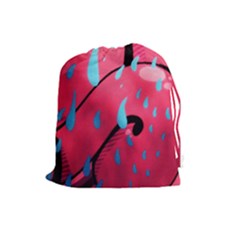 Graffiti Watermelon Pink With Light Blue Drops Retro Drawstring Pouch (large) by genx