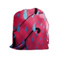 Graffiti watermelon pink with light blue drops retro Drawstring Pouch (XL) View1