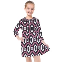 Decorative Pattern Kids  Quarter Sleeve Shirt Dress by Valentinaart