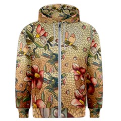 Flower Cubism Mosaic Vintage Men s Zipper Hoodie by Pakrebo