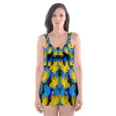 Flowers Coming From Above Ornate Decorative Skater Dress Swimsuit by pepitasart