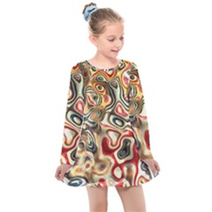 Abstract Background Pattern Art Kids  Long Sleeve Dress by Pakrebo
