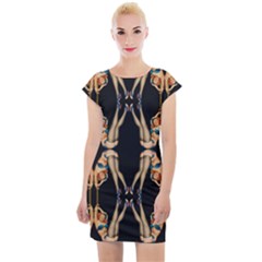 Kaleidoscope Symmetry Pattern Girls Cap Sleeve Bodycon Dress by Pakrebo