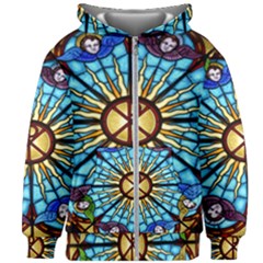 Church Window Stained Glass Church Kids  Zipper Hoodie Without Drawstring by Pakrebo