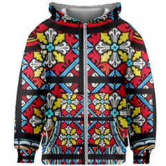 Stained Glass Window Colorful Color Kids  Zipper Hoodie Without Drawstring by Pakrebo