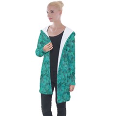 Turquoise Longline Hooded Cardigan by LalaChandra