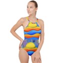 Paint Painting Landscape Scene High Neck One Piece Swimsuit View1