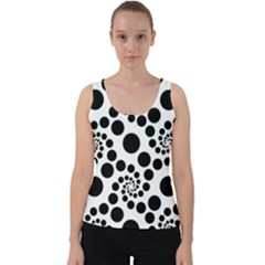Dot Dots Round Black And White Velvet Tank Top by Pakrebo