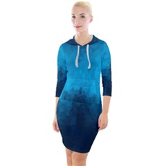 Deep Ocean Quarter Sleeve Hood Bodycon Dress by LoolyElzayat