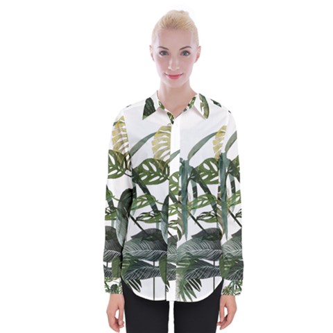 Botanical Illustration Palm Leaf Womens Long Sleeve Shirt by Mariart