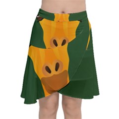 Giraffe Animals Zoo Chiffon Wrap Front Skirt by Mariart
