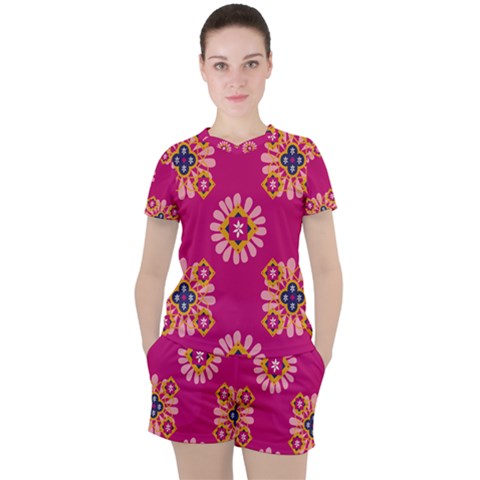 Morroco Tile Traditional Women s Tee And Shorts Set by Mariart