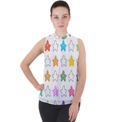 Set Set Up Element Disjunct Image Mock Neck Chiffon Sleeveless Top by Pakrebo