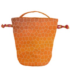 Orange Mosaic Structure Background Drawstring Bucket Bag by Pakrebo