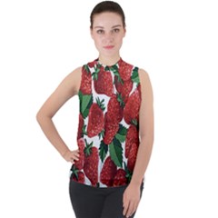 Fabric Cloth Wool Duster Towel Mock Neck Chiffon Sleeveless Top by Pakrebo