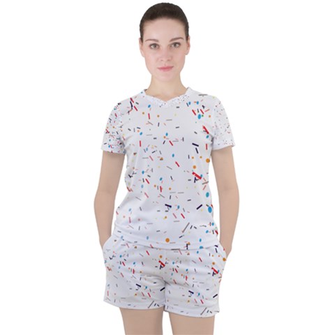Ribbon Polka Women s Tee And Shorts Set by Mariart