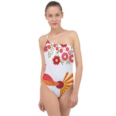 Peacock Pattern Classic One Shoulder Swimsuit by Mariart