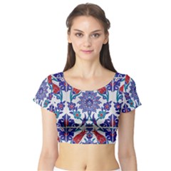Art Artistic Ceramic Colorful Short Sleeve Crop Top by Pakrebo