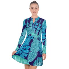 Tropical Greens Leaves Banana Long Sleeve Panel Dress by Mariart
