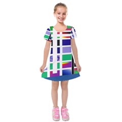 Color Graffiti Pattern Geometric Kids  Short Sleeve Velvet Dress by Pakrebo