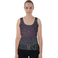 Mandala Neon Symmetric Symmetry Velvet Tank Top by Pakrebo
