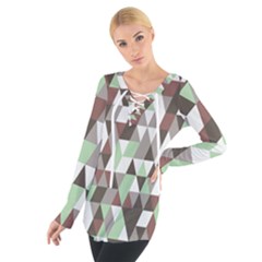 Coco Mint Triangles Tie Up Tee by WensdaiAmbrose