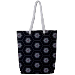 Geometric Pattern - Black Full Print Rope Handle Tote (small) by WensdaiAmbrose
