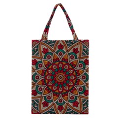 Mandala - Red & Teal Classic Tote Bag by WensdaiAmbrose