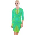 Kaleidoscope Background Green Quarter Sleeve Hood Bodycon Dress View1