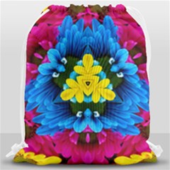Flowers Kaleidoscope Mandala Drawstring Bag (large) by Mariart