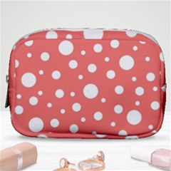 Polka Dot On Living Coral Make Up Pouch (small) by LoolyElzayat