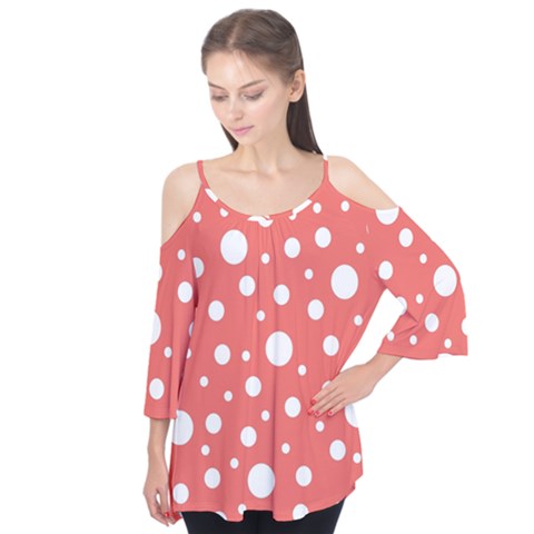 Polka Dot On Living Coral Flutter Tees by LoolyElzayat