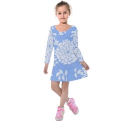 White Dahlias Kids  Long Sleeve Velvet Dress by WensdaiAmbrose
