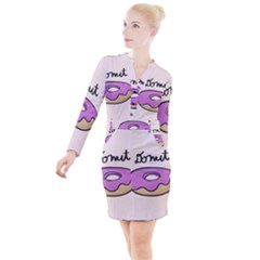 Donuts Sweet Food Button Long Sleeve Dress by Mariart