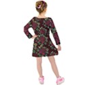 Roses Red Kids  Long Sleeve Velvet Dress View2