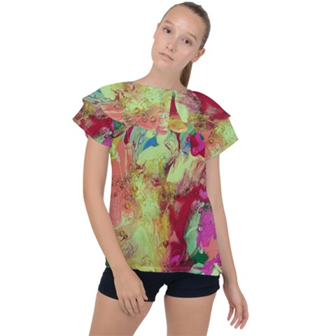 Neon World Ruffle Collar Chiffon Blouse by arwwearableart