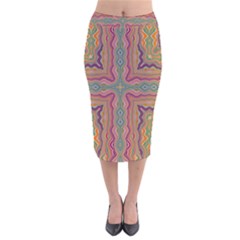 Abstract Design Abstract Art Orange Velvet Midi Pencil Skirt by Pakrebo