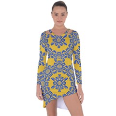 Background Image Decorative Asymmetric Cut-out Shift Dress by Pakrebo