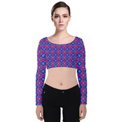Background Image Decorative Art Velvet Long Sleeve Crop Top by Pakrebo