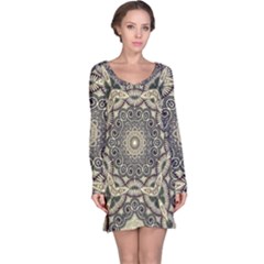 Surreal Design Graphic Pattern Long Sleeve Nightdress by Pakrebo