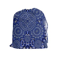 Farbenpracht Kaleidoscope Blue Drawstring Pouch (xl) by Pakrebo