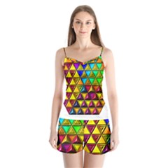 Cube Diced Tile Background Image Satin Pajamas Set by Pakrebo