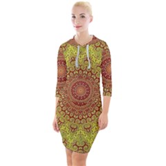 Background Fractals Surreal Design Quarter Sleeve Hood Bodycon Dress by Pakrebo