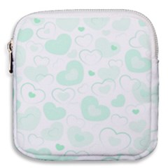 Pastel Green Hearts Mini Square Pouch by retrotoomoderndesigns