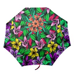 Neon Hibiscus Folding Umbrellas by retrotoomoderndesigns