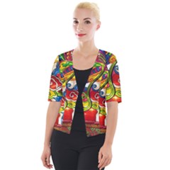 Dragon Lights Centerpiece Cropped Button Cardigan by Riverwoman