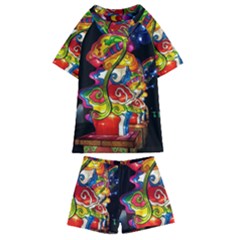 Dragon Lights Centerpiece Kids  Swim Tee And Shorts Set by Riverwoman