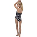 Abstract White On Black Circles Design Go with the Flow One Piece Swimsuit View2